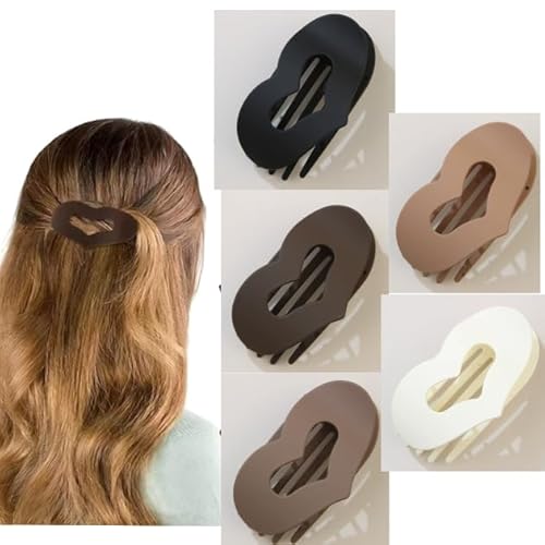 Leikedun Herz Haarspangen Damen Flach, 5 Stück Haarklammern mit Doppel-Herz Design für Feines & Dickes Haar, Matte Hair Clips für Frauen Mädchen von Leikedun