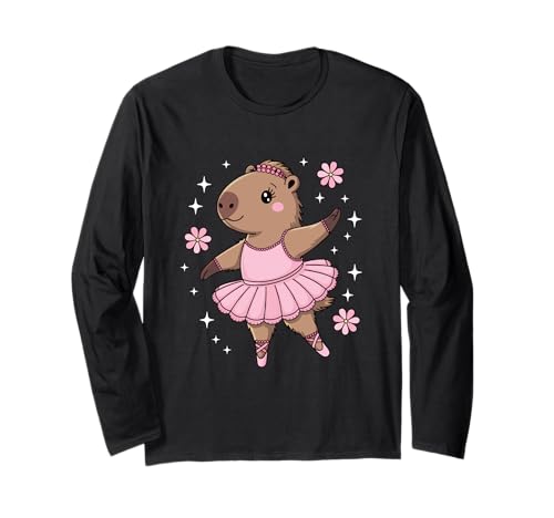 Süße Capybara Ballerina Frauen Mädchen Ballett Tanzliebhaber Langarmshirt Süße Capybara Ballerina Frauen Mädchen Ballett Tanzliebhaber Langarmshirt von Leilani's Kawaii Clothing