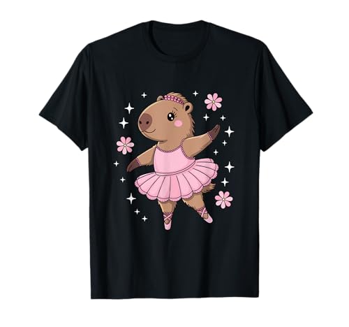 Süße Capybara Ballerina Frauen Mädchen Ballett Tanzliebhaber T-Shirt Süße Capybara Ballerina Frauen Mädchen Ballett Tanzliebhaber T-Shirt von Leilani's Kawaii Clothing