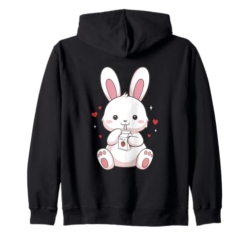 Süße Kawaii Bunny Kaninchen Erdbeermilch Frauen Mädchen Kapuzenjacke Süße Kawaii Bunny Kaninchen Erdbeermilch Frauen Mädchen Kapuzenjacke von Leilani's Kawaii Clothing