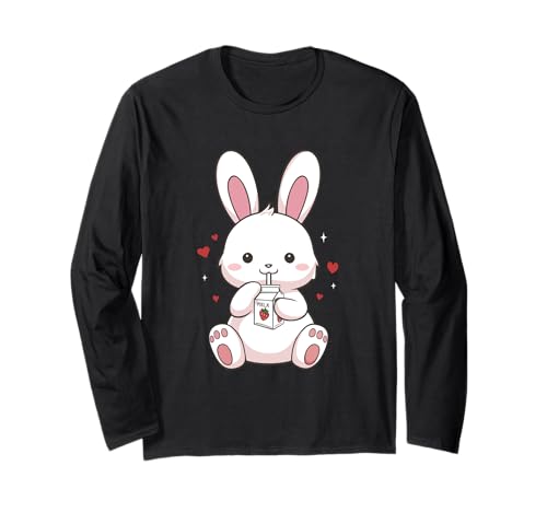 Süße Kawaii Bunny Kaninchen Erdbeermilch Frauen Mädchen Langarmshirt Süße Kawaii Bunny Kaninchen Erdbeermilch Frauen Mädchen Langarmshirt von Leilani's Kawaii Clothing