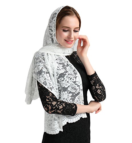 Leimandy Kopfbedeckung, Mantilla-Schleier, katholisch, Mantilla, orthodoxer Schleier, V25, Elfenbein, 48‘’ long Leimandy Kopfbedeckung, Mantilla-Schleier, katholisch, Mantilla, orthodoxer Schleier, V25, Elfenbein, 48‘’ long von Leimandy