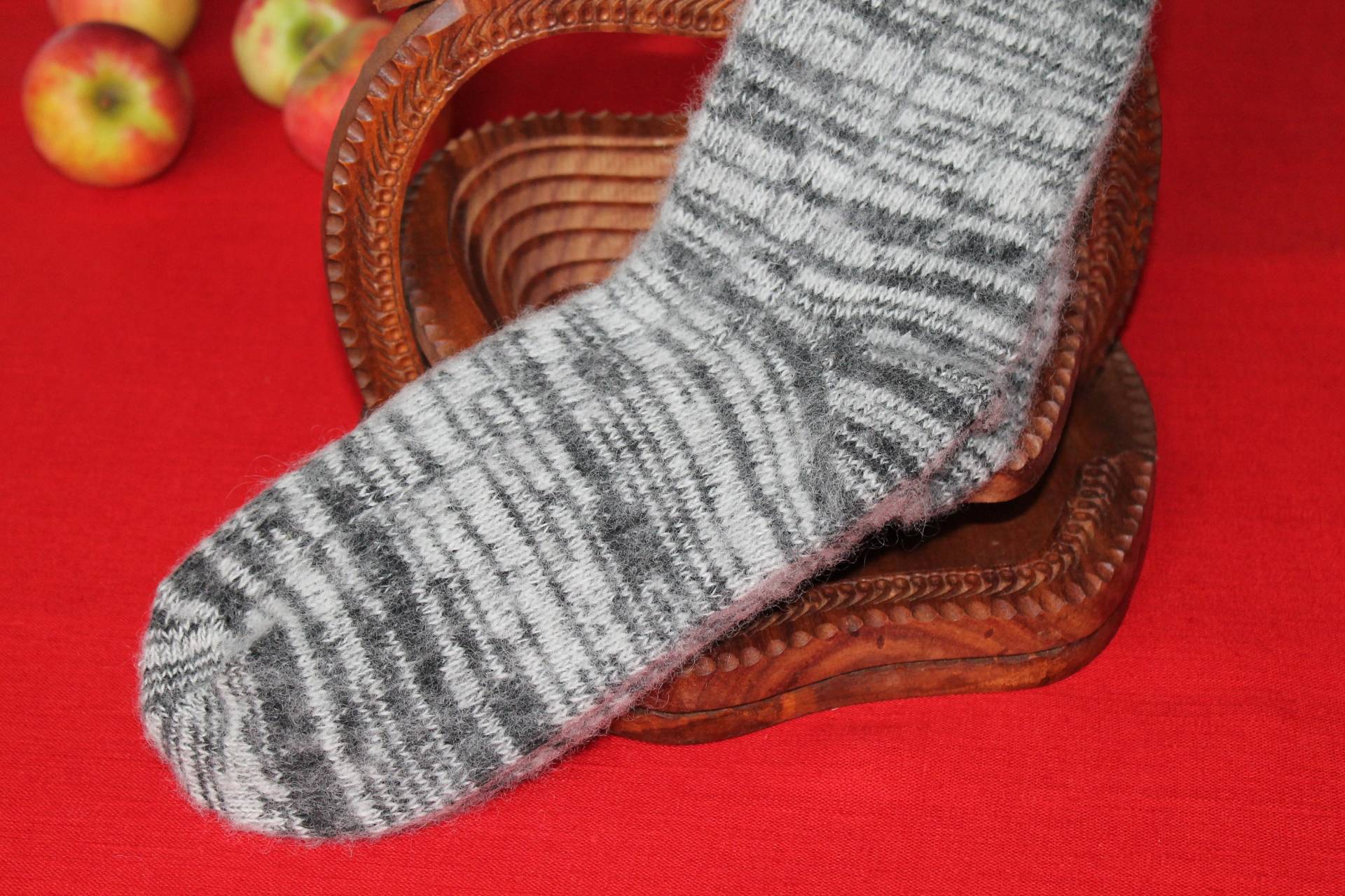 Gestrickte Angora Socken Gr. 43/44 Streifen, Strümpfe Angora, Wintersocken, Wandern, Yoga, Warme Socken, Geschenk, Stricksocken, Stricken von LeinenFlair