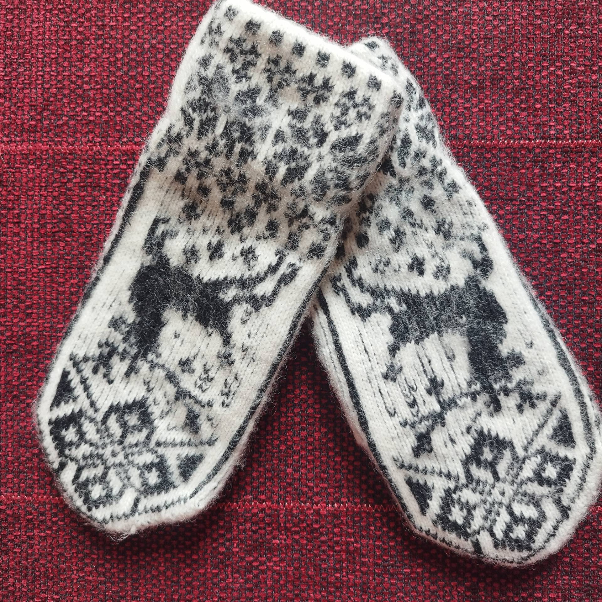 Gestrickte Handschuhe Norweger Aus Angora Wolle Polyacryl Größe M Fäustlinge Gr.l Winterhandschuhe Kratzfreie Kuschelige Warme Handschuhe von LeinenFlair