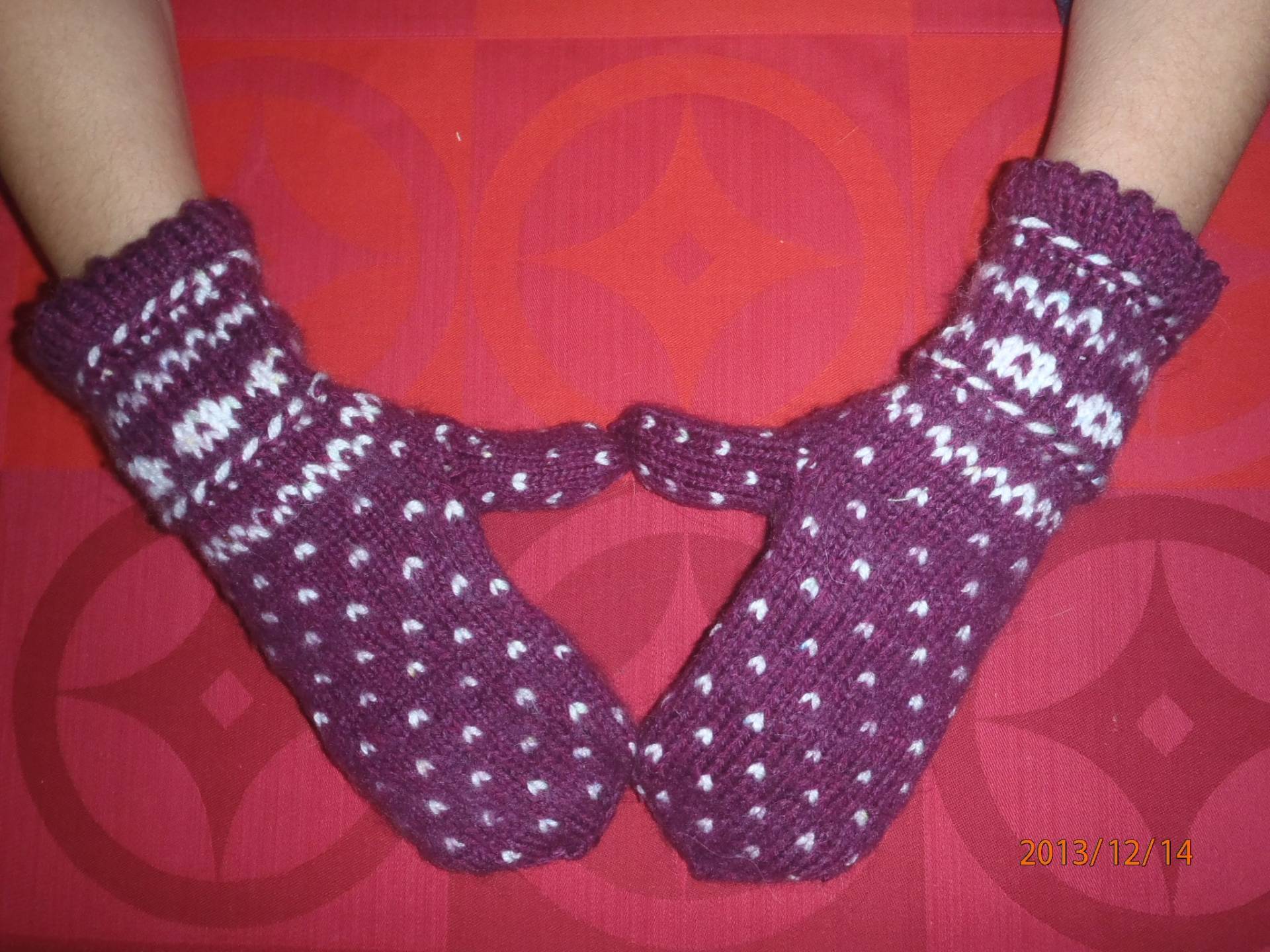 Handgestrickte Handschuhe Norweger Größe S/M Fäustlinge, Armstulpen, Handschuhe Violett, Wollhandschuhe, Winterhandschuh, Norweger, Handgestrickt von LeinenFlair