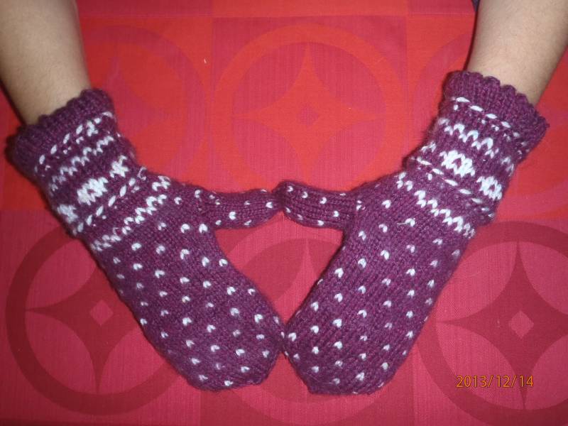 Handgestrickte Handschuhe Norweger Größe S/M Fäustlinge, Armstulpen, Handschuhe Violett, Wollhandschuhe, Winterhandschuh, Norweger, Handgestrickt von LeinenFlair