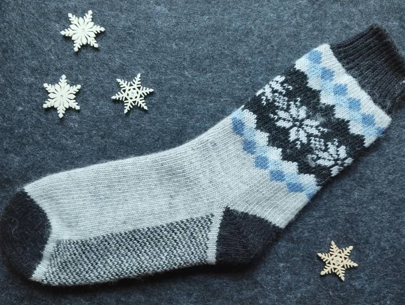 Socken Gr. 43 44 45 Gestrickte Angora Strümpfe Norweger Wintersocken Warme Wandersocken Yoga Wollsocken Braune Stricksocken Trachtensocken von LeinenFlair