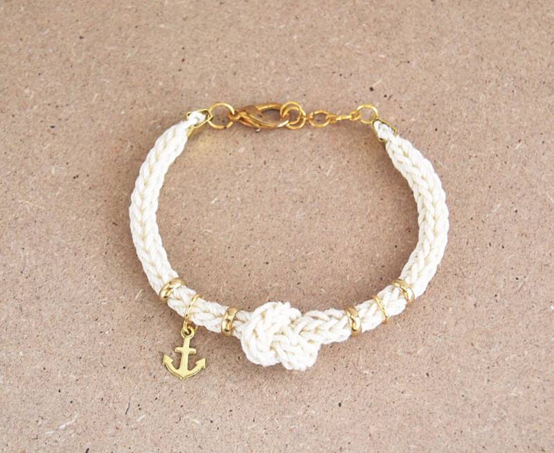 Anker Armband, Beige Armband Mit Knoten von LeiniJewelry