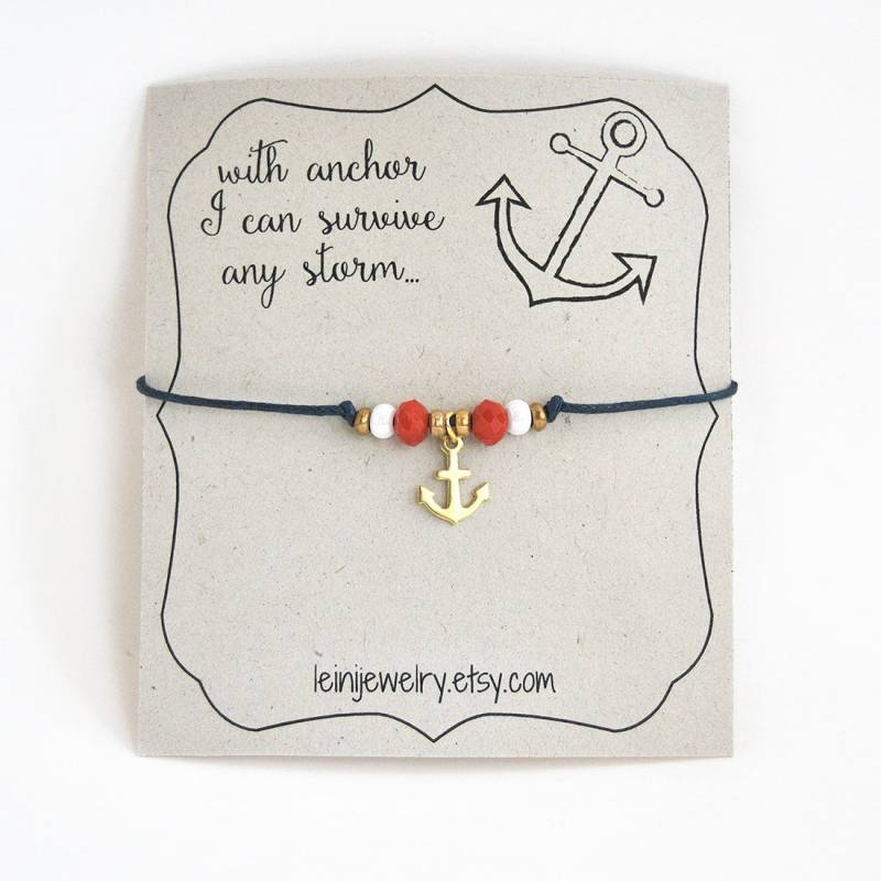 Anker Armband, Minimalist Geschenk Für Sie, Freund, Maritimes Armband Aus Baumwolle, Inspirierende von LeiniJewelry