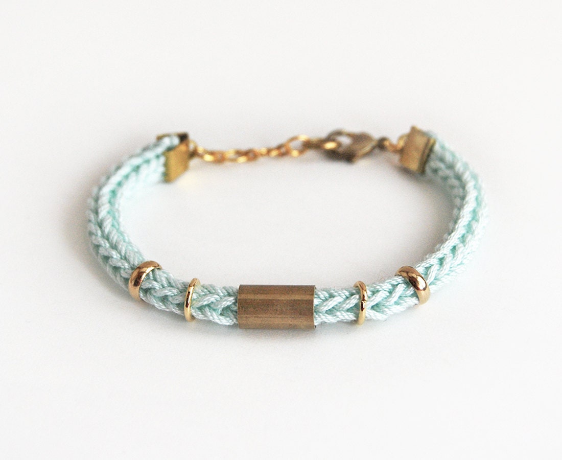 Armband Mit Rohr Mint, Stricken Armband, Stapeln von LeiniJewelry