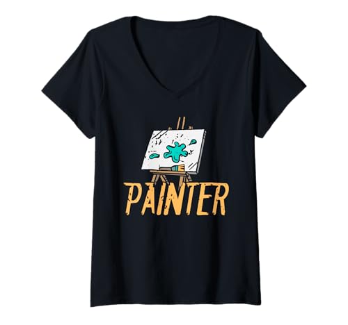 Damen Farbklecks Kreativität für Malerherzen T-Shirt mit V-Ausschnitt Damen Farbklecks Kreativität für Malerherzen T-Shirt mit V-Ausschnitt von Leinwandfreude für Kunstfreunde