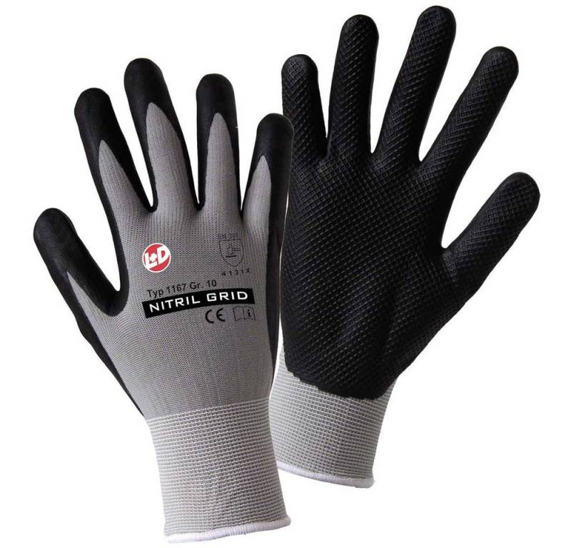 Leipold + Döhle Arbeitshandschuhe Leipold Doehle NITRIL GRID 1167-10 Nylon Arbeitshandschuh Größe (Hands von Leipold + Döhle