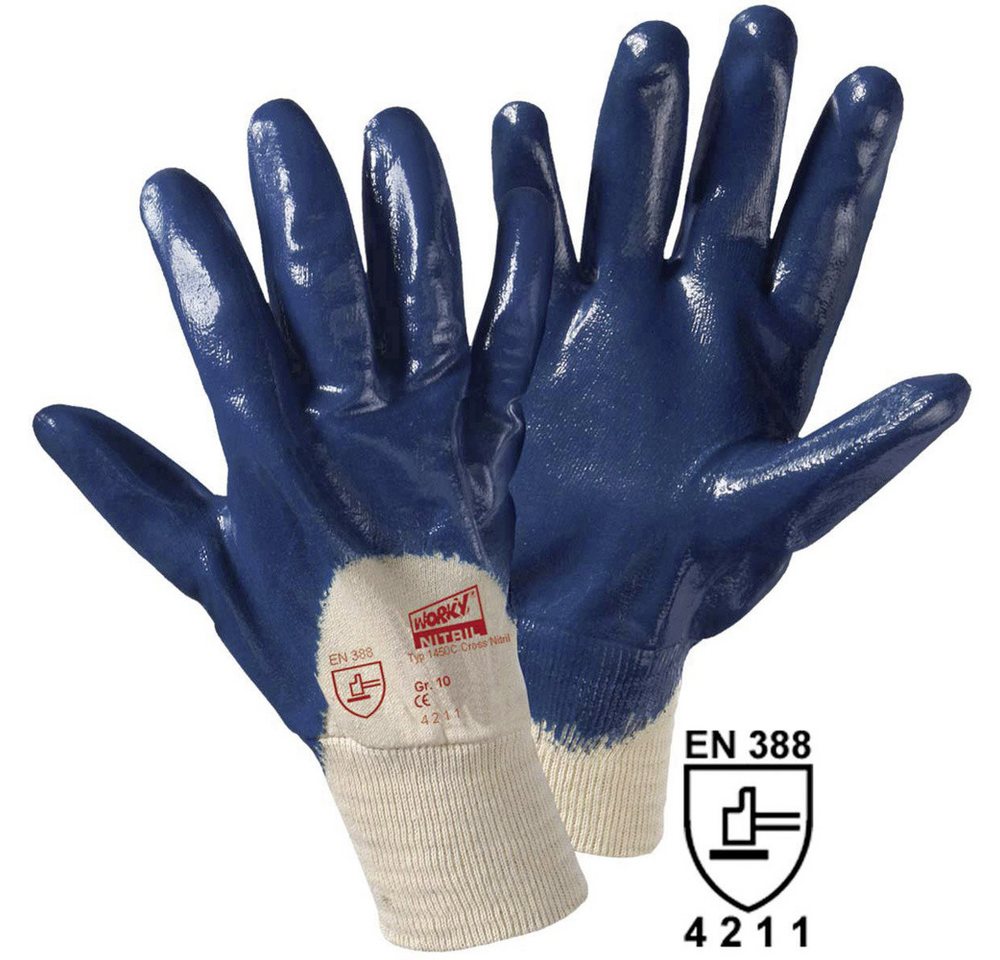 Leipold + Döhle Arbeitshandschuhe Leipold Doehle 1450C Cross Nitril Baumwolle, Nitrilkautschuk Arbeitsha von Leipold + Döhle