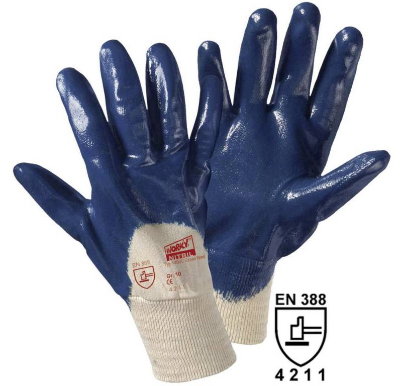 Leipold + Döhle Arbeitshandschuhe Leipold Doehle 1450C Cross Nitril Baumwolle, Nitrilkautschuk Arbeitsha von Leipold + Döhle