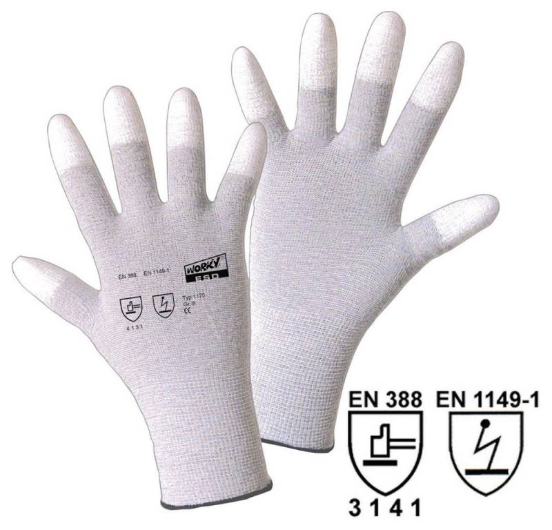 Leipold + Döhle Arbeitshandschuhe Leipold Doehle ESD TIP 1170-8 Nylon Arbeitshandschuh Größe (Handschuhe von Leipold + Döhle