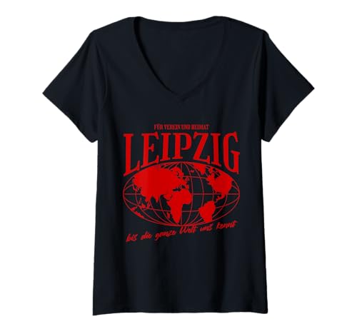 Damen Leipzig Heimat Fußball Stolz T-Shirt mit V-Ausschnitt Damen Leipzig Heimat Fußball Stolz T-Shirt mit V-Ausschnitt von Leipziger Fan Tradition Fans Geschenkidee