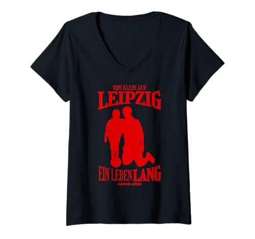 Damen Leipzig Fan Fußball T-Shirt mit V-Ausschnitt von Leipziger Fans Spruch