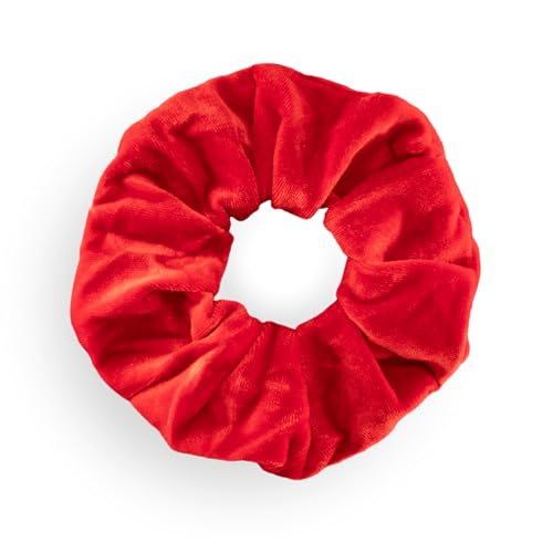 Leirinik Velvet Scrunchie rot 1er Pack - 14 cm - hochwertiger Haargummi aus 100% Polyester - Samt Optik für Damen & Mädchen - alle Haartypen - haarschonend von Leirinik