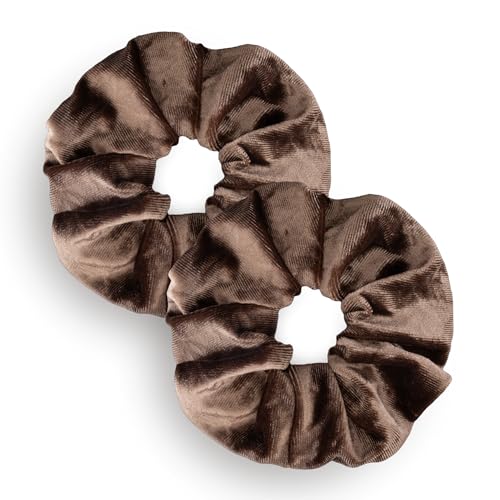 Leirinik Velvet Scrunchie kastanie braun 2er Pack - 14 cm - hochwertiger Haargummi aus 100% Polyester - Samt Optik für Damen & Mädchen - alle Haartypen - haarschonend Leirinik Velvet Scrunchie kastanie braun 2er Pack - 14 cm - hochwertiger Haargummi aus 100% Polyester - Samt Optik für Damen & Mädchen - alle Haartypen - haarschonend von Leirinik
