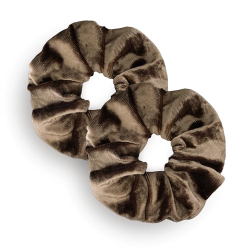 Leirinik Velvet Scrunchie olivbraun 2er Pack - 14 cm - hochwertiger Haargummi aus 100% Polyester - Samt Optik für Damen & Mädchen - alle Haartypen - haarschonend Leirinik Velvet Scrunchie olivbraun 2er Pack - 14 cm - hochwertiger Haargummi aus 100% Polyester - Samt Optik für Damen & Mädchen - alle Haartypen - haarschonend von Leirinik