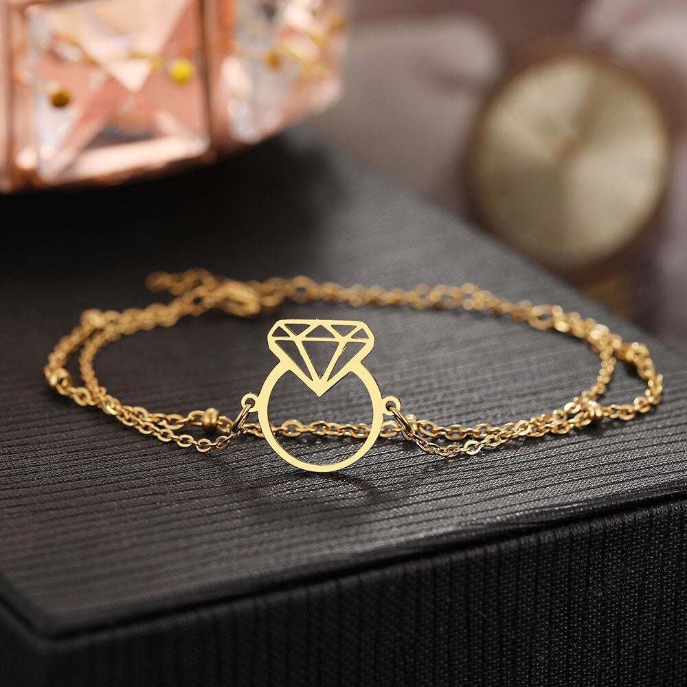 Doppelreihiges -Diamant Motiv - Armband in Gold/Silber Aus Edelstahl, Schmuck, Geschenk, Zweireihig, Mehrreihig Doppelreihiges -Diamant Motiv - Armband in Gold/Silber Aus Edelstahl, Schmuck, Geschenk, Zweireihig, Mehrreihig von LeisModeaccessoires