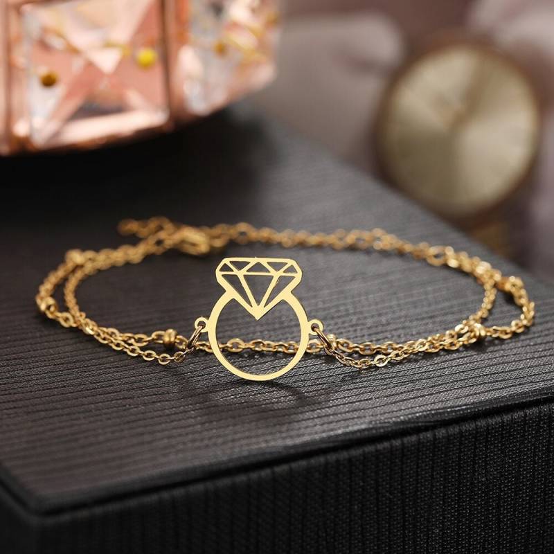 Doppelreihiges -Diamant Motiv - Armband in Gold/Silber Aus Edelstahl, Schmuck, Geschenk, Zweireihig, Mehrreihig Doppelreihiges -Diamant Motiv - Armband in Gold/Silber Aus Edelstahl, Schmuck, Geschenk, Zweireihig, Mehrreihig von LeisModeaccessoires