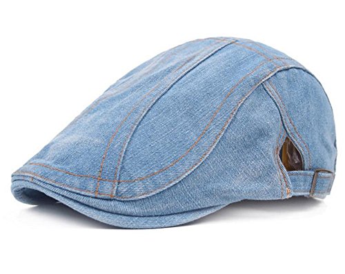 Leisial Unisex Denim Barett Jean Baumwoll Baseballmütze Zeitungsjunge Kappen Golf Hut,Hellblau 1 von Leisial