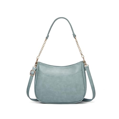 Leisofter Chic Schultertasche Damen, Chic Leder umhängetasche Shopper Hobo Taschen Geldbörse set Gross Handtasche mit Abnehmbar Schulterriemen 2pcs, Blu von Leisofter