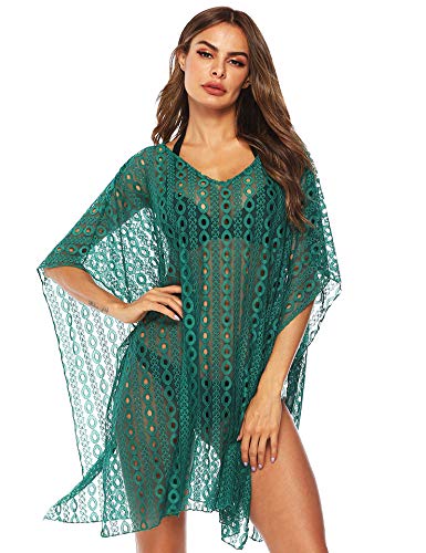 Leisofter Damen Crochet Kimono Cardigan Bikini Cover Up, Sommer Loose Lange Boho Bikini Cover Up, Leichte Frauen Beachwear Bedecken, Strandkleider, Kopfsatz von Leisofter