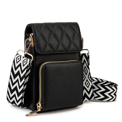 Leisofter Handytasche Damen kleine Vegan Leder Schultertasche Handy Crossbody Tasche Multifunktionale Reißverschluss Abnehmbar Breiter Schultergurt Geldbörse von Leisofter