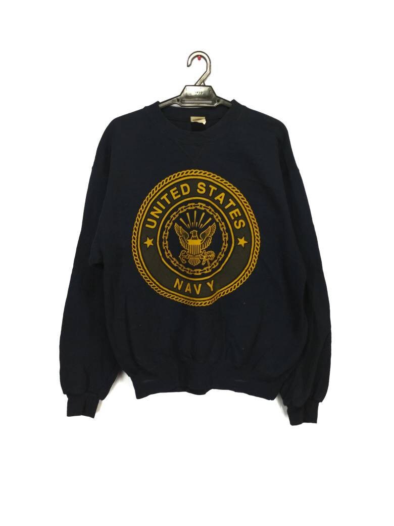 Usa Navy Pullover Sweatshirt Big-Logo Mit Reflexionen Licht Usa Navy Pullover Sweatshirt Big-Logo Mit Reflexionen Licht von LeisureVintageStore