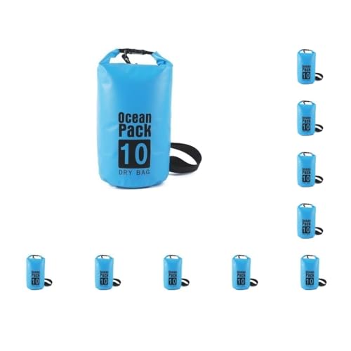 Leisurealeaneag 10 Set wasserdichte Taschen Outdoor-Rucksack große Kapazität Reiseausrüstung Kajak Rafting Tasche Herren Sport Hellblau 2L Einzelschulter, 2L 1 Schulter von Leisurealeaneag