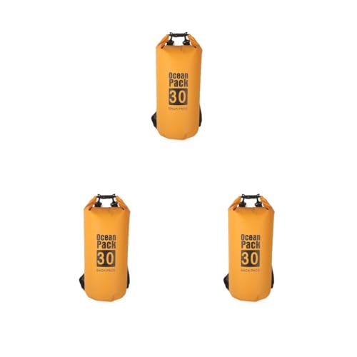 Leisurealeaneag 3 Set wasserdichte Taschen Outdoor Rucksack One Shoulder Kajak Rafting Tasche Trekking Strand Wasser Orange Gelb 10L Einzelschulter, 10L 1 Schulter von Leisurealeaneag