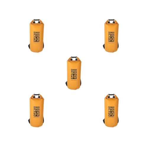 Leisurealeaneag 5 Set wasserdichte Taschen Outdoor Rucksack One Shoulder Kajak Rafting Tasche Trekking Strand Wasser Orange Gelb 10L Einzelschulter, 10L 1 Schulter von Leisurealeaneag