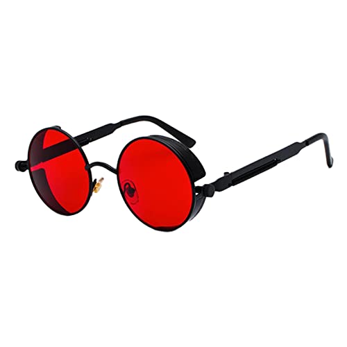 Steampunk Retro-Sonnenbrille, rund, Metallrahmen, UV-Schutz, Schwarz / Rot Steampunk Retro-Sonnenbrille, rund, Metallrahmen, UV-Schutz, Schwarz / Rot von Leisurealeaneag