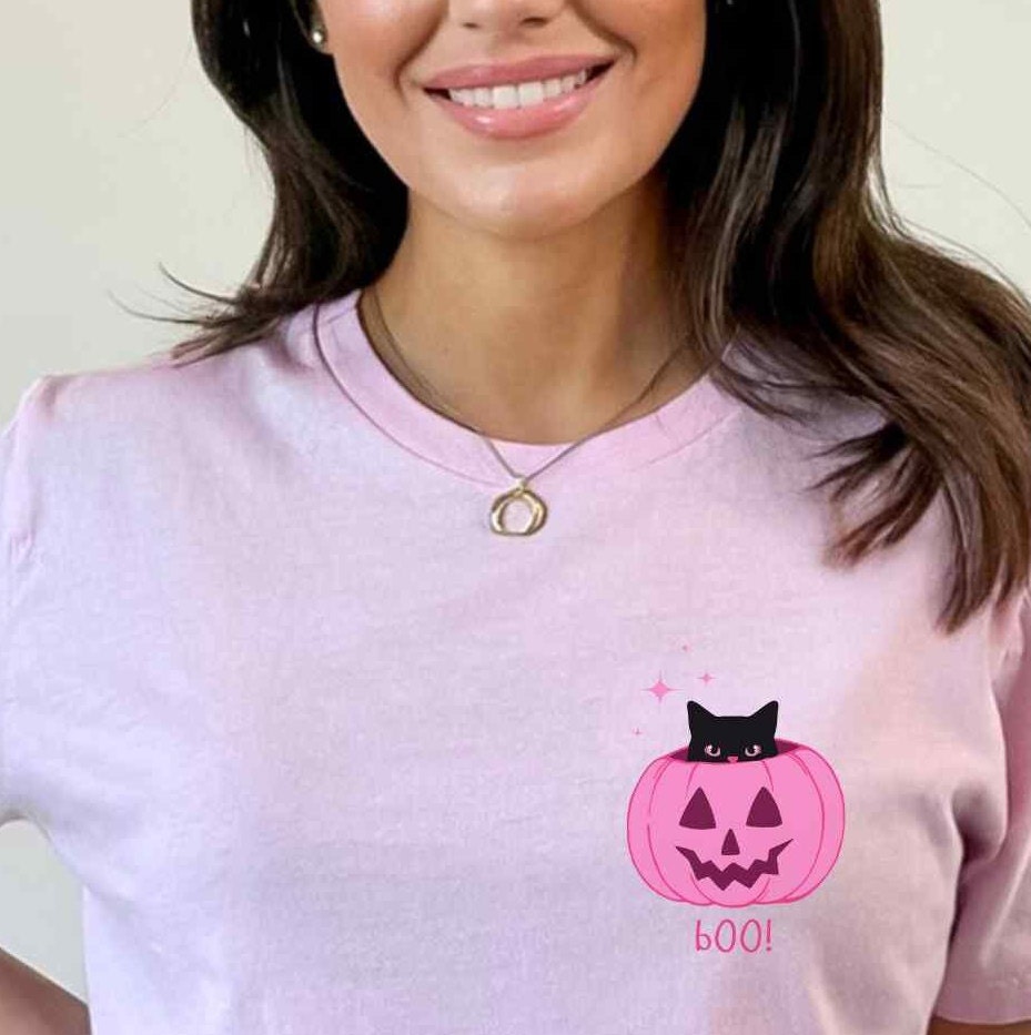 Girly Halloween Shirt, Rosa Halloween, Adrettes Adrette Sachen, Schwarze Katzen Liebhaber T-Shirt, Süße Katze Shirt Girly Halloween Shirt, Rosa Halloween, Adrettes Adrette Sachen, Schwarze Katzen Liebhaber T-Shirt, Süße Katze Shirt von LeisurelyMoments