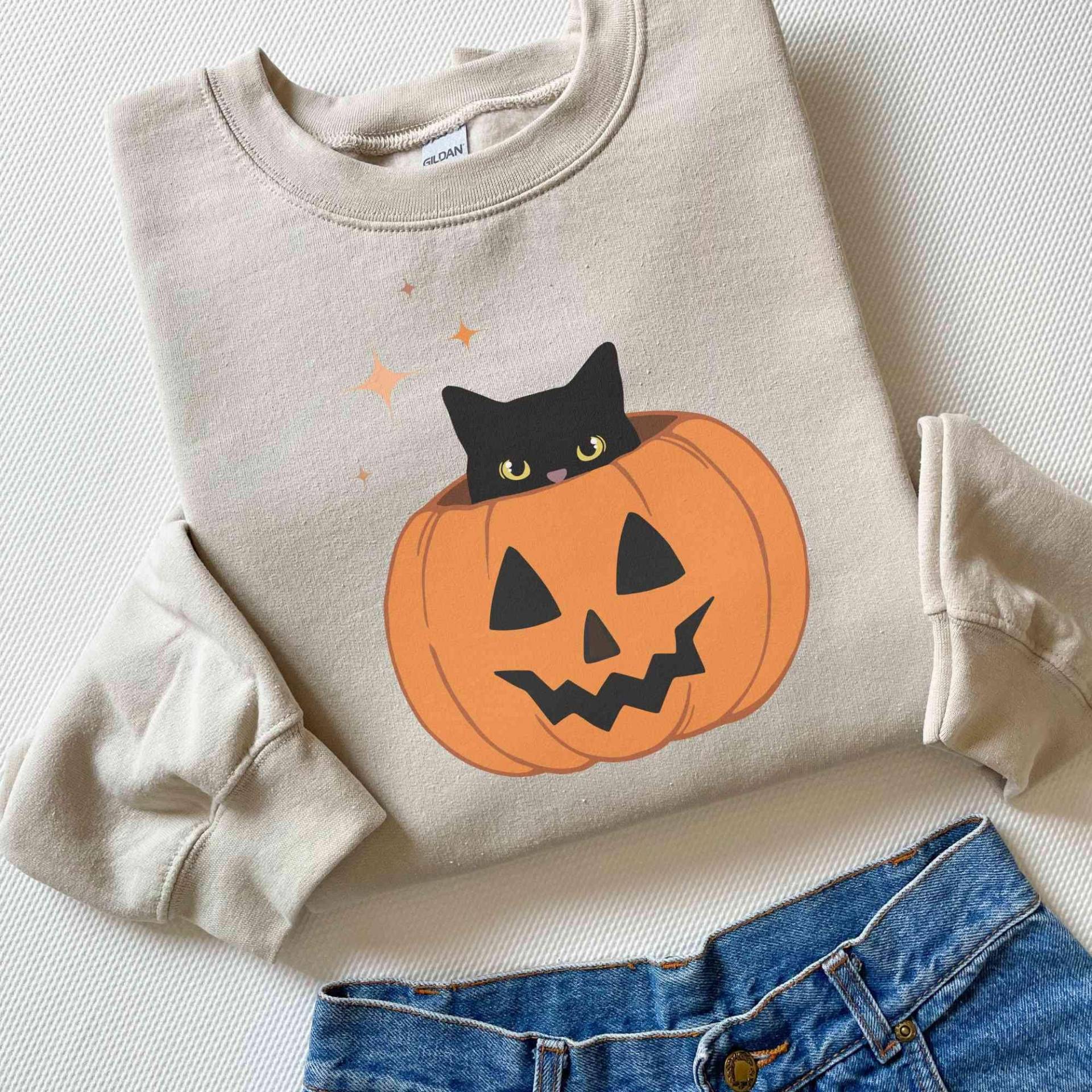 Katze Halloween Sweatshirt, Es Ist Herbst Yall Kürbis Saison Saison, Geschenke Pullover von LeisurelyMoments