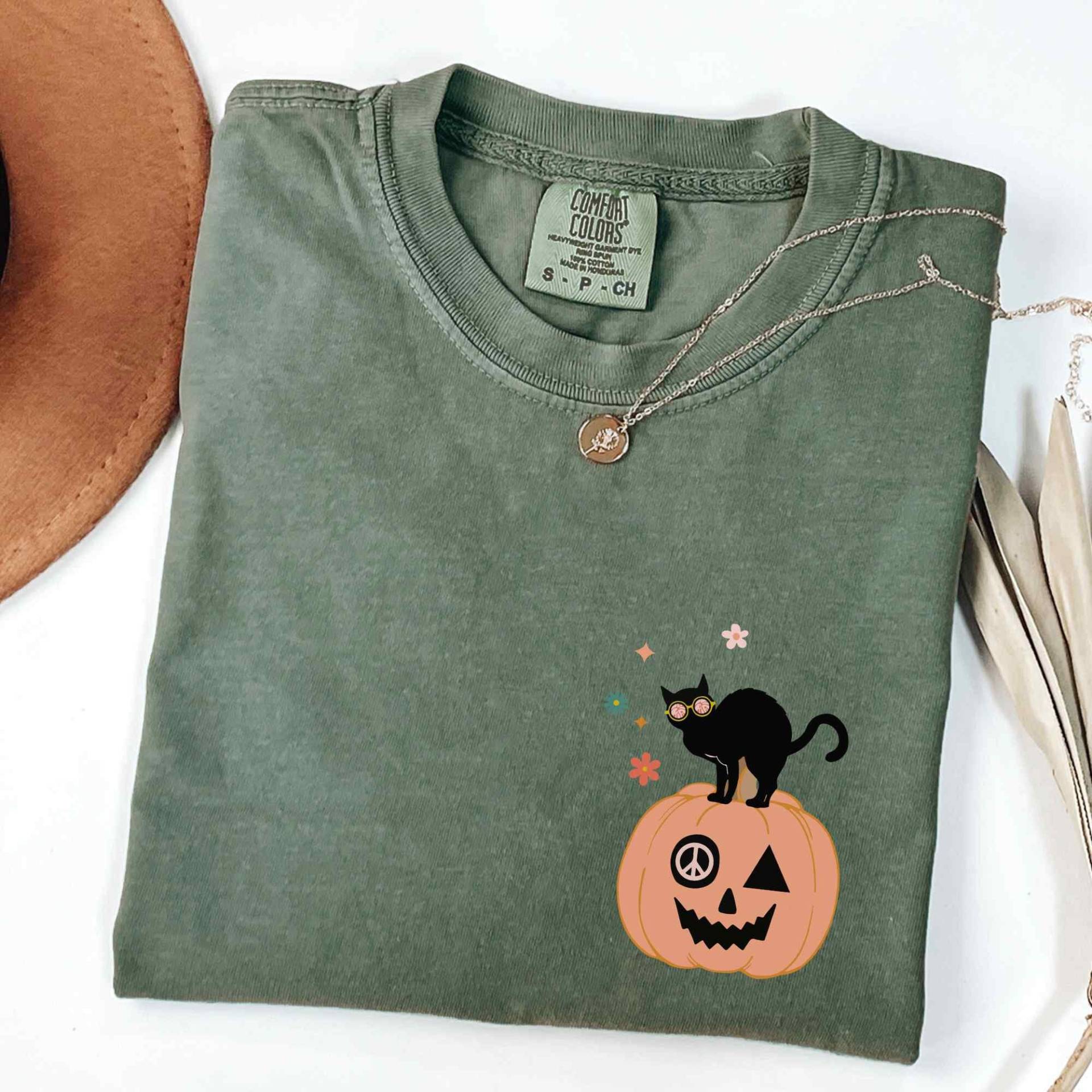 Komfort-Farbe-Herbst-Shirt, Retro-Herbst-Komfort-Farbhemd, Niedliches Schwarzes Katzen-Halloween-Shirt, Sein Fall Sie, Tis Die Jahreszeit, Trendiges von LeisurelyMoments