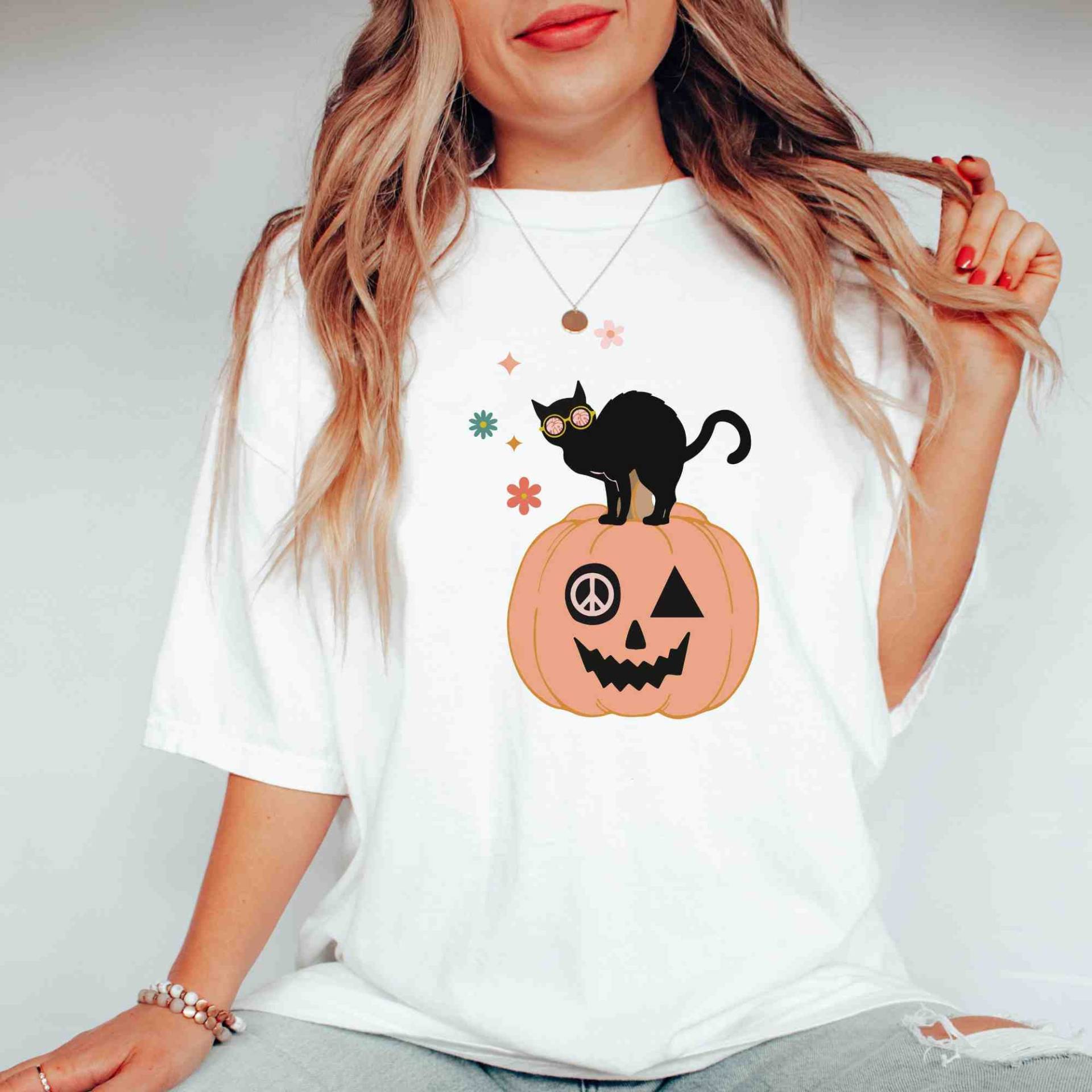 Komfort-Farbe-Herbst-Shirt, Retro-Herbst-Komfort-Farbhemd, Niedliches Schwarzes Katzen-Halloween-Shirt, Sein Fall Sie, Tis Die Jahreszeit, Trendiges von LeisurelyMoments