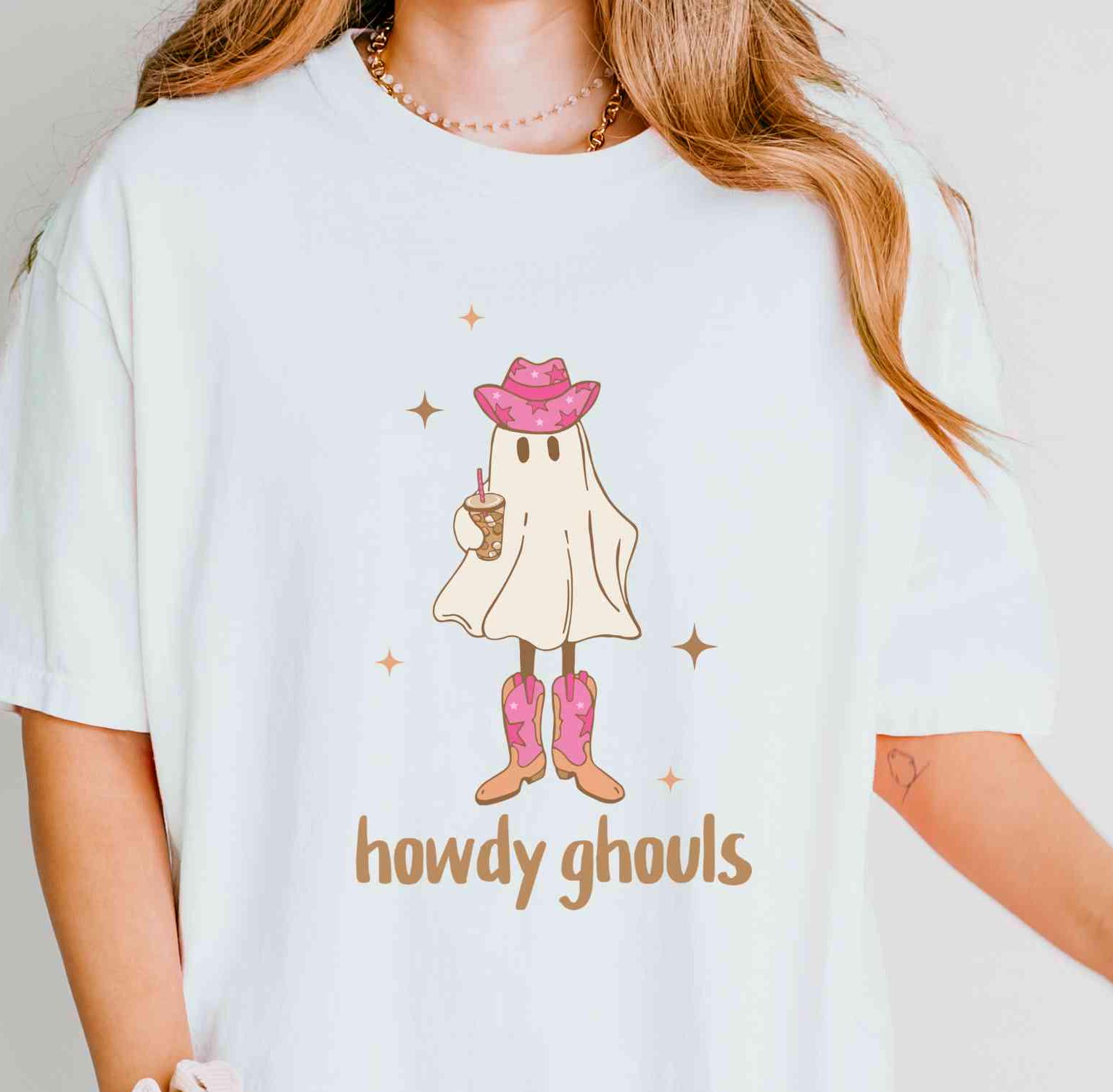 Western Electric, Ghost, Yee Haw Shirt, Western-Kleid, Disco Cowgirl, Cowgirl Era, Halloween, Pink T-Shirt von LeisurelyMoments