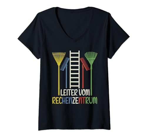 Damen Leiter Vom Rechenzentrum - Garten Wortwitz T-Shirt mit V-Ausschnitt von Leiter Vom Rechenzentrum - Garten Wortwitz