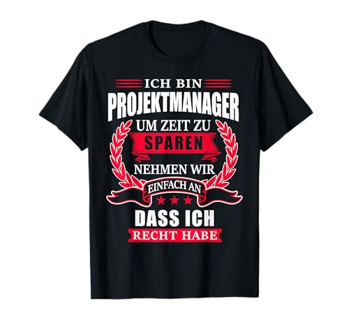 Leiter & Manager Motiv - Projektmanagement-T-Shirt für Herren - Schwarz, S - Klassische Passform, Kurzarm, Pullover, Herbst, Winter Leiter & Manager Motiv - Projektmanagement-T-Shirt für Herren - Schwarz, S - Klassische Passform, Kurzarm, Pullover, Herbst, Winter von Leiter & Manager Motiv