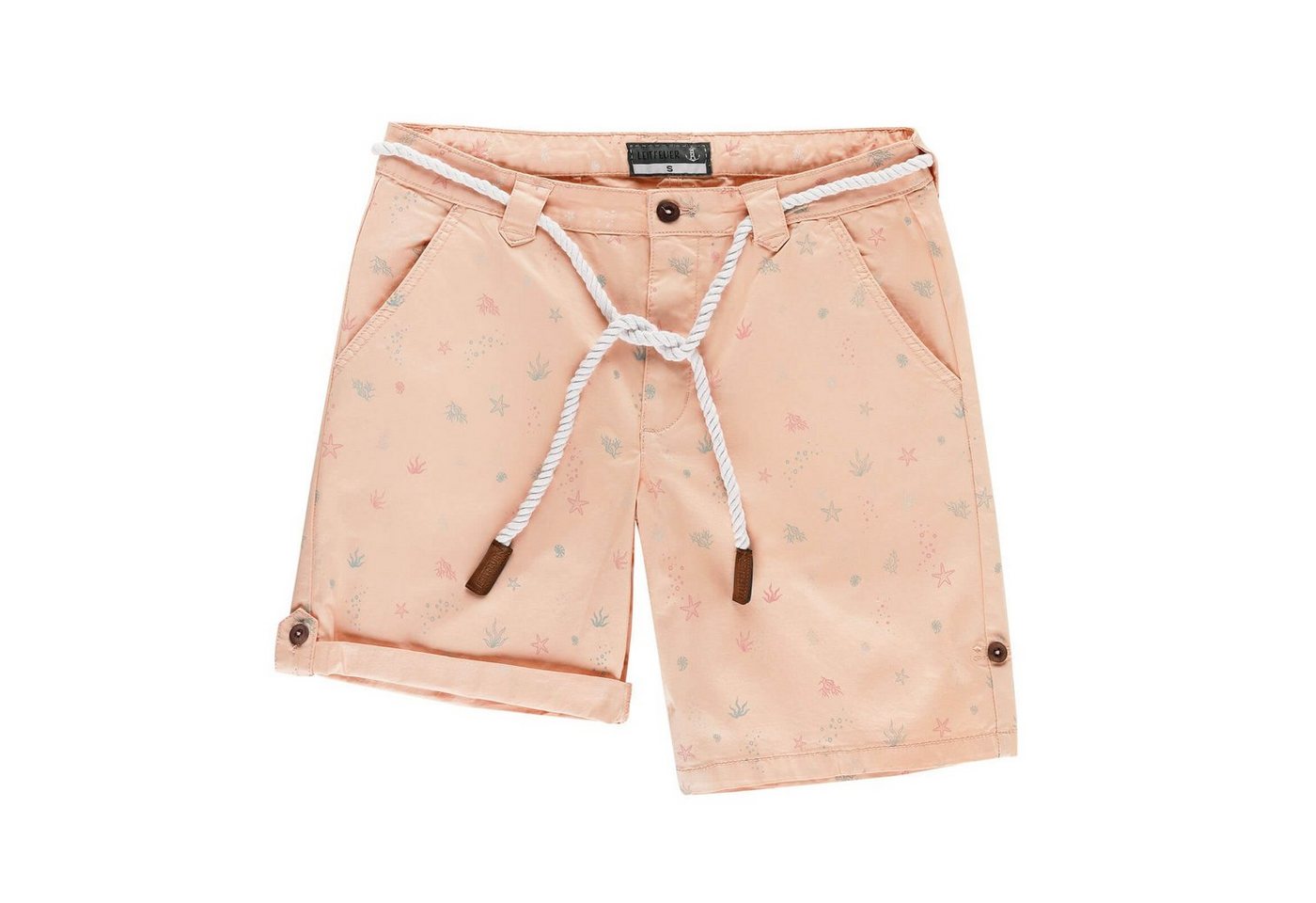 Leitfeuer Bermudas Damen Shorts mit maritimen Print - Kurze Hose mit geflochtenem Gürtel von Leitfeuer