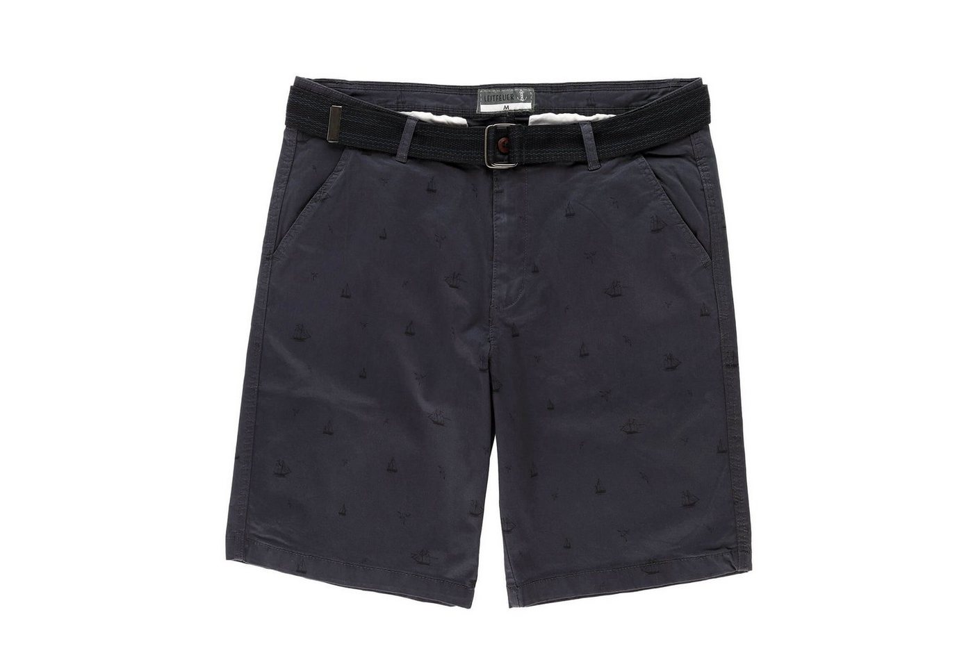 Leitfeuer Bermudas Herren Shorts mit maritimen Print - Kurze Hose mit geflochtenem Gürtel von Leitfeuer