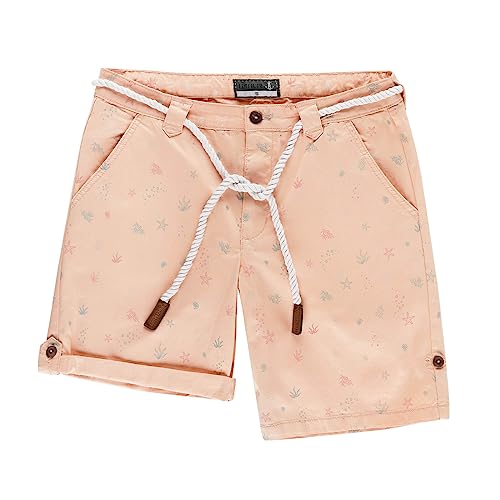 Leitfeuer Damen Bermuda mit maritimen Print - Kurze Hose mit geflochtenem Gürtel in Apricot Größe XL von Leitfeuer