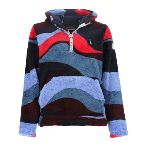Leitfeuer Damen Fleecehoody mit All-Over-Print - Modischer Kapuzenpullover mit Reißverschluss in Hortensie Größe L von Leitfeuer