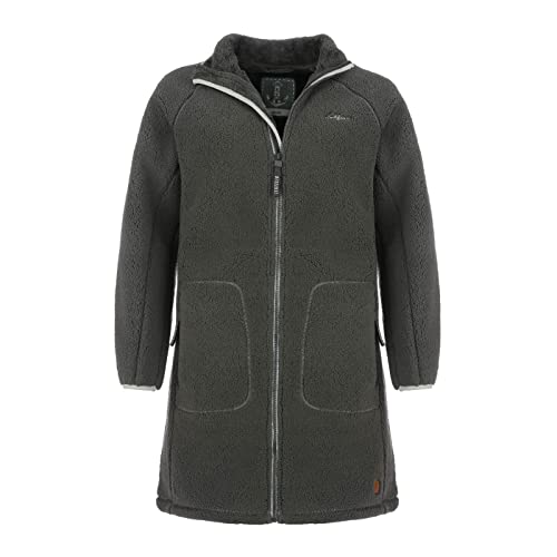 Leitfeuer Damen Fleecemantel Fleecejacke - Jacke Sweatjacke mit Stehkragen in Anthrazit Größe L von Leitfeuer