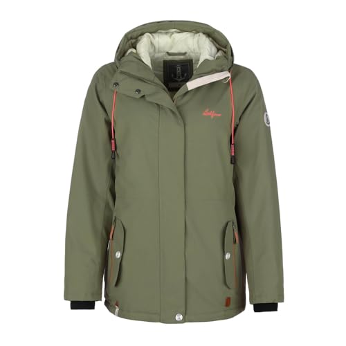 Leitfeuer Damen Funktionsjacke mit Rautenstepp-Futter - Outdoor-Jacke wasserdicht und atmungsaktiv in Khaki Größe 46 von Leitfeuer