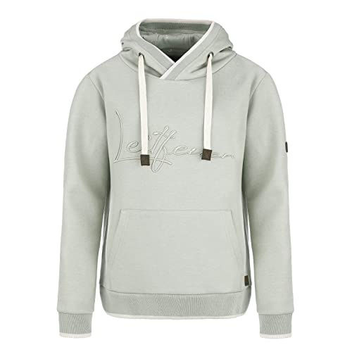 Leitfeuer Damen Sweathoody Pullover mit Logo-Stickerei - Hoodie Sweatshirt mit Kapuze in Hellgrau Größe L von Leitfeuer