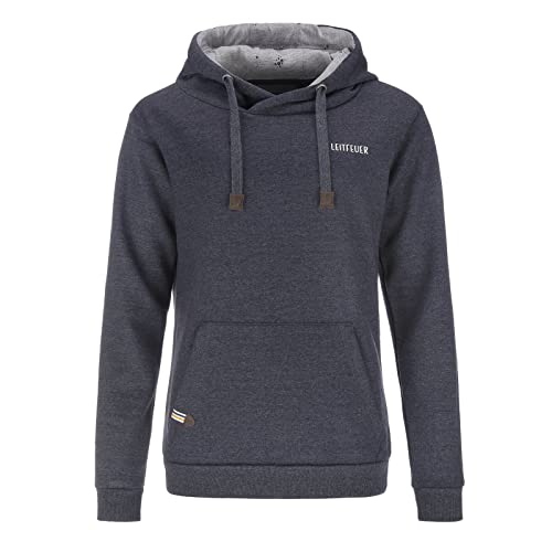 Leitfeuer Damen Sweathoody unifarben - Hoodie Sweatshirt Pullover mit Kapuze und Kängurutasche in Dark Blue Größe XXL von Leitfeuer